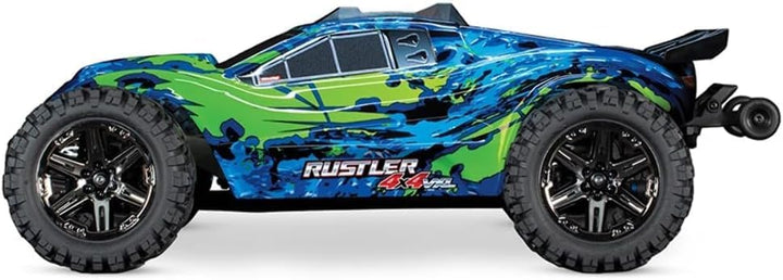 TRAXXAS Rustler grün/blau 4x4 VXL 1/10 Stadium-Truck RTR Brushless, mit TSM ohne Akku und Ladegerät