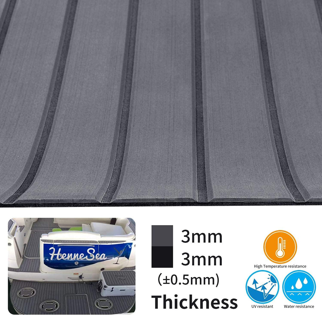 MIJOBS Grau und Schwarz Eva Teak Selbstklebend Deck Boot Selbstklebend rutschfeste Matte Marinedeck