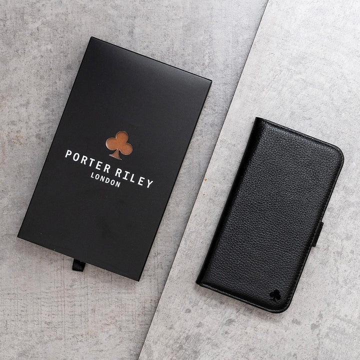 Porter Riley - Lederhülle für Samsung Galaxy S23. Premium Echtleder Standhülle/Cover/Brieftasche (Pu
