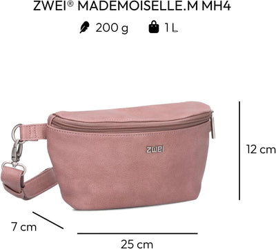 Damen Hip Bag Mademoiselle MH4 Bauchtasche 25 cm 1 Liter aus hochwertigem Kunstleder, Crossbody Bag