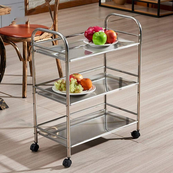 Servierwagen Rollwagen Küchenwagen Küchentrolley (Edelstahl / 61x36x75cm), Edelstahl / 61x36x75cm