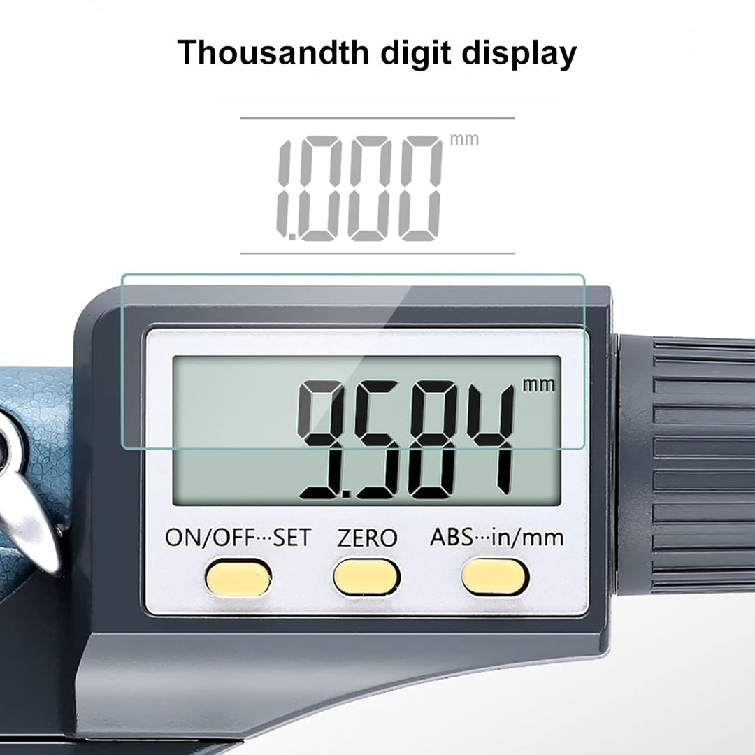Caiqinlen Elektronisches Dickenmessgerät, 25–50 mm Messbereich Digitale Bügelmessschraube Automatisc