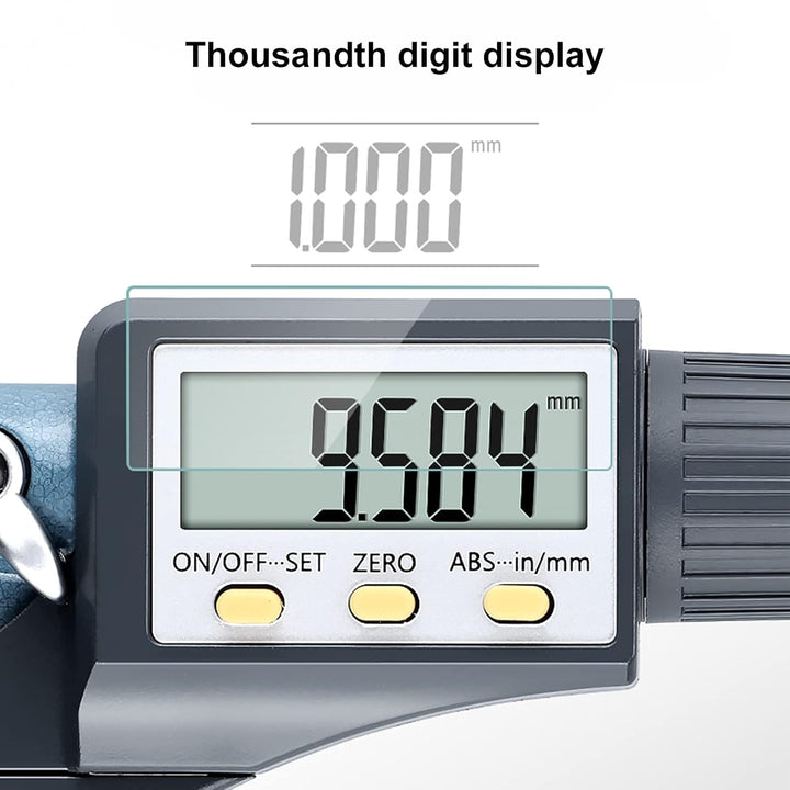 Caiqinlen Elektronisches Dickenmessgerät, 25–50 mm Messbereich Digitale Bügelmessschraube Automatisc