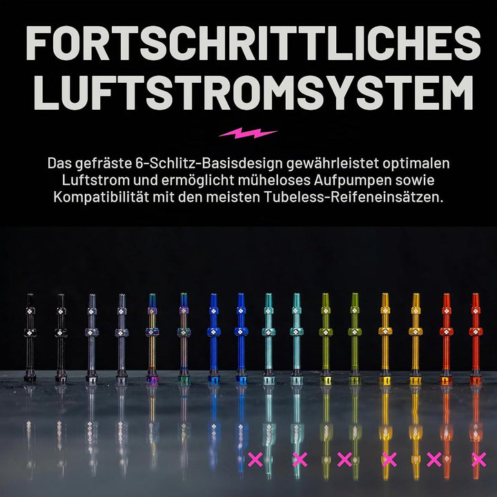 Muc-Off Unisex-Erwachsene Regenbogenfarbige, 44 mm Presta Tubeless Ventile, 44mm Single, Single