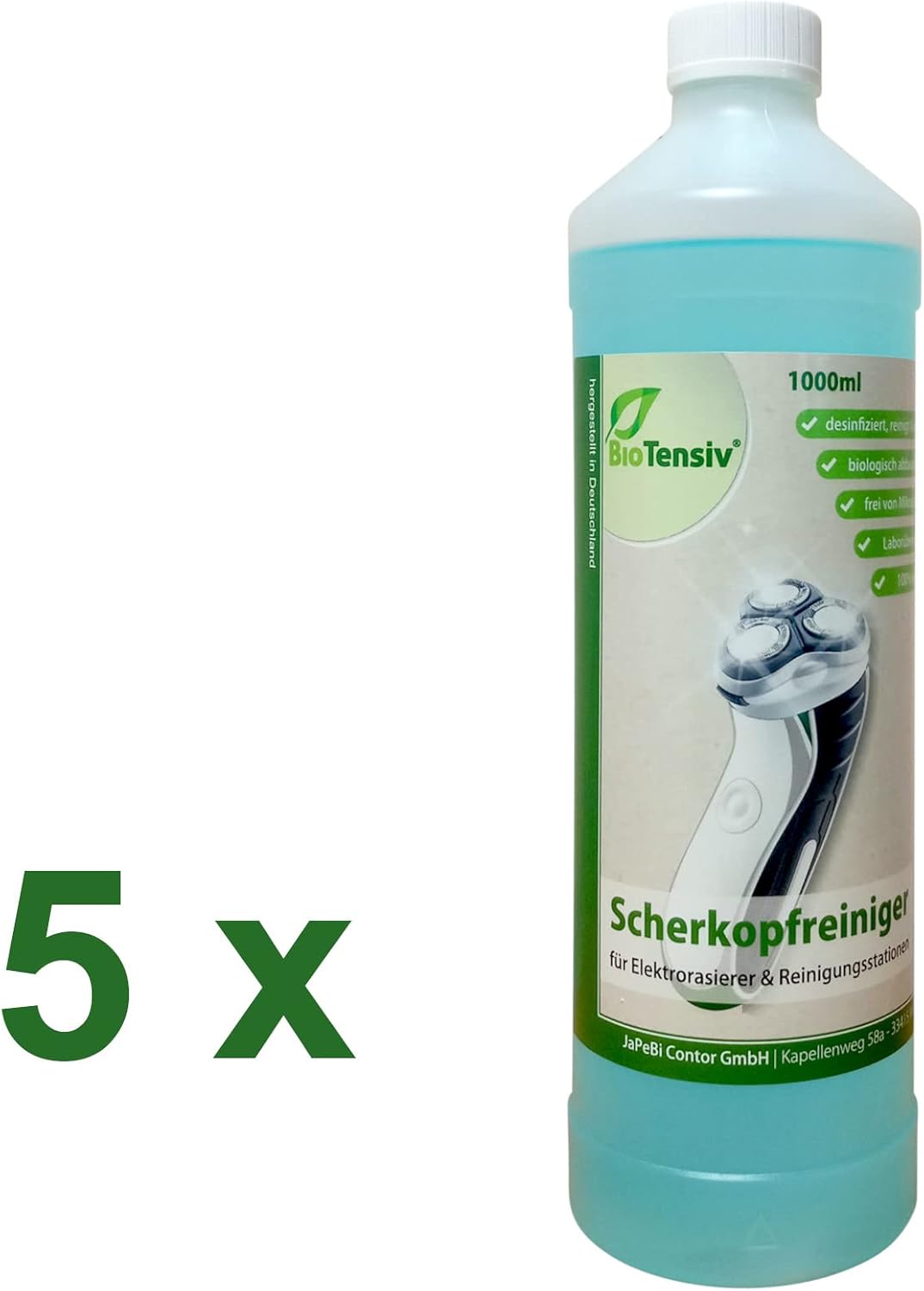 BioTensiv 5L Scherkopfreiniger Nachfüllflüssigkeit für Braun Reinigungs-Kartuschen CCR Series 3 5 7
