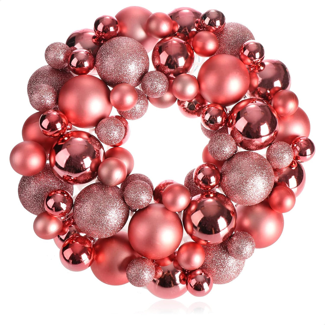 com-four® Türkranz Weihnachten - Adventskranz mit verschiedenen Christbaumkugeln in schönen Farben Ø