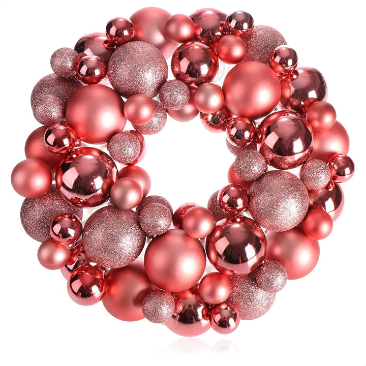 com-four® Türkranz Weihnachten - Adventskranz mit verschiedenen Christbaumkugeln in schönen Farben Ø