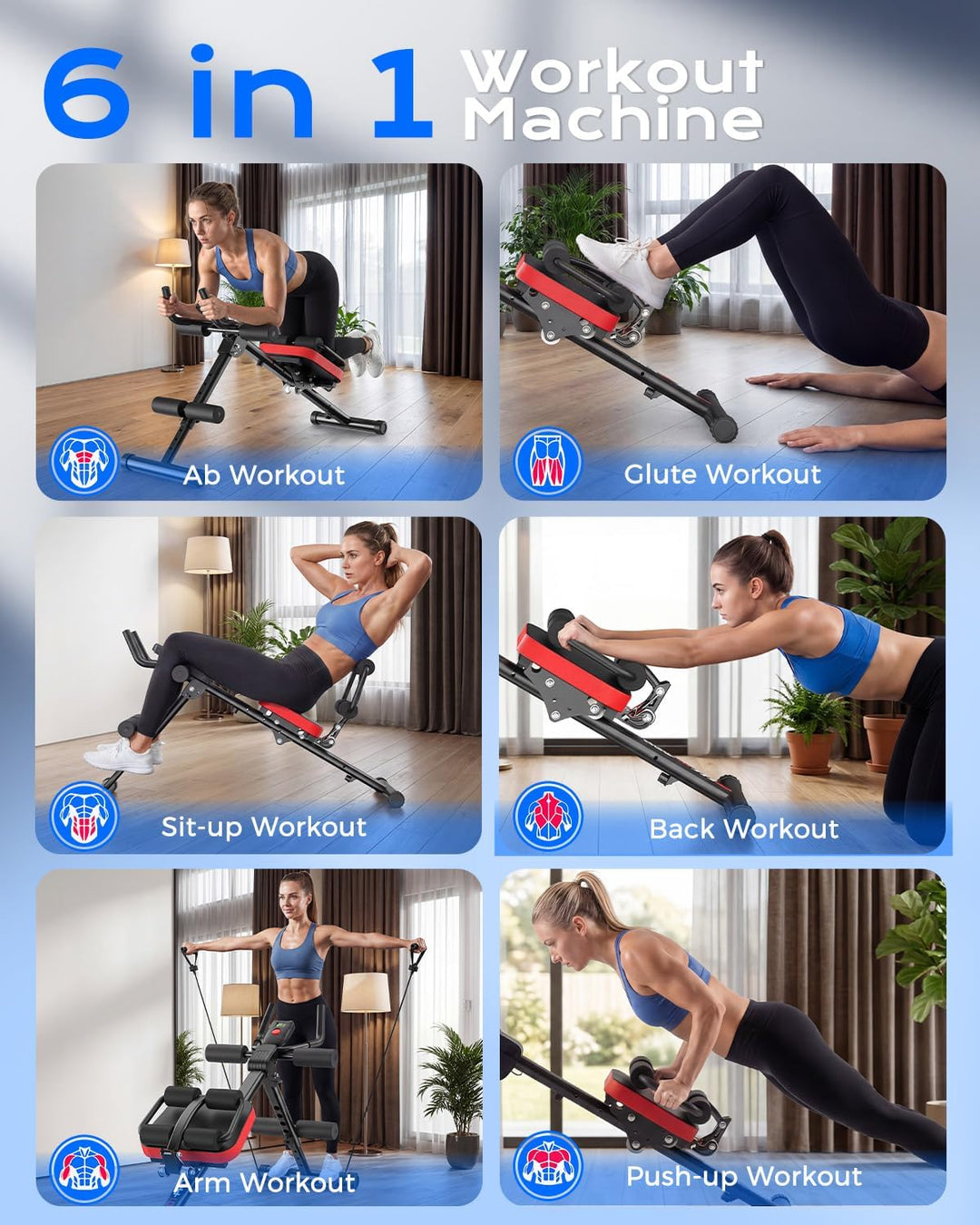 Dskeuzeew Bauchtrainer verstellbarer Bauchmuskeltrainer für Heim-Fitnessstudio mit LCD-Display und A