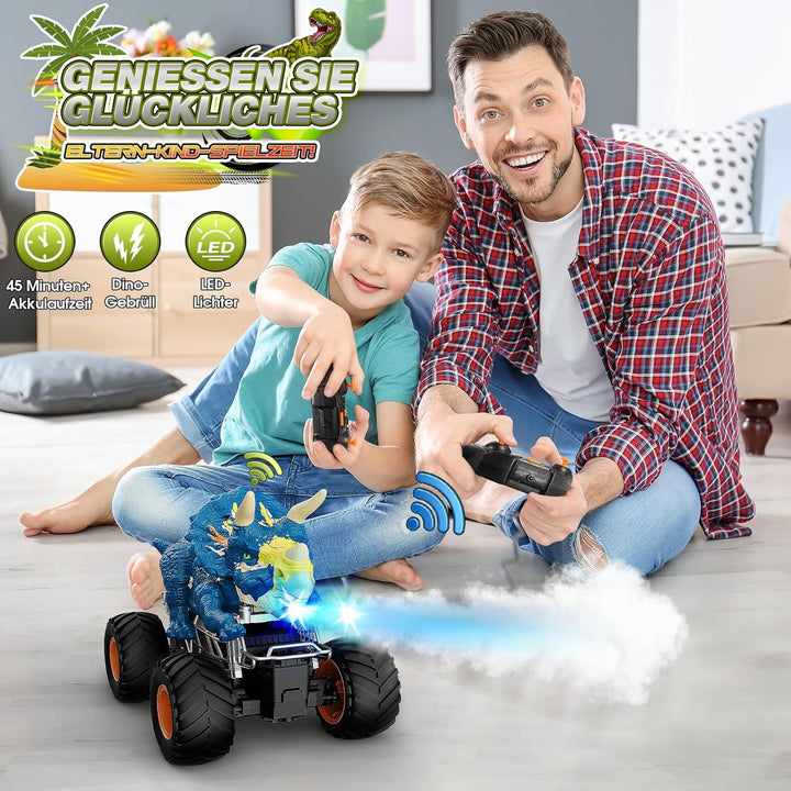 HappyGoLucky Dinosaurier Spielzeug ab 3-10 Jahre Junge, Monstertruck Ferngesteuertes Auto ab 3 4 5 6