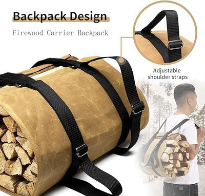 Feuerholz-Trage-Rucksack, CYUREAY wasserabweisende Feuerholz-Tasche, stabile Holzklotz-Tragetasche m