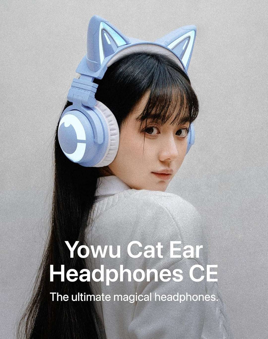 YOWU RGB-Katzenohr-Kopfhörer CE kabelloses 5.2 faltbares Gaming-Headset (CE, Blau) Blau CE, Blau CE