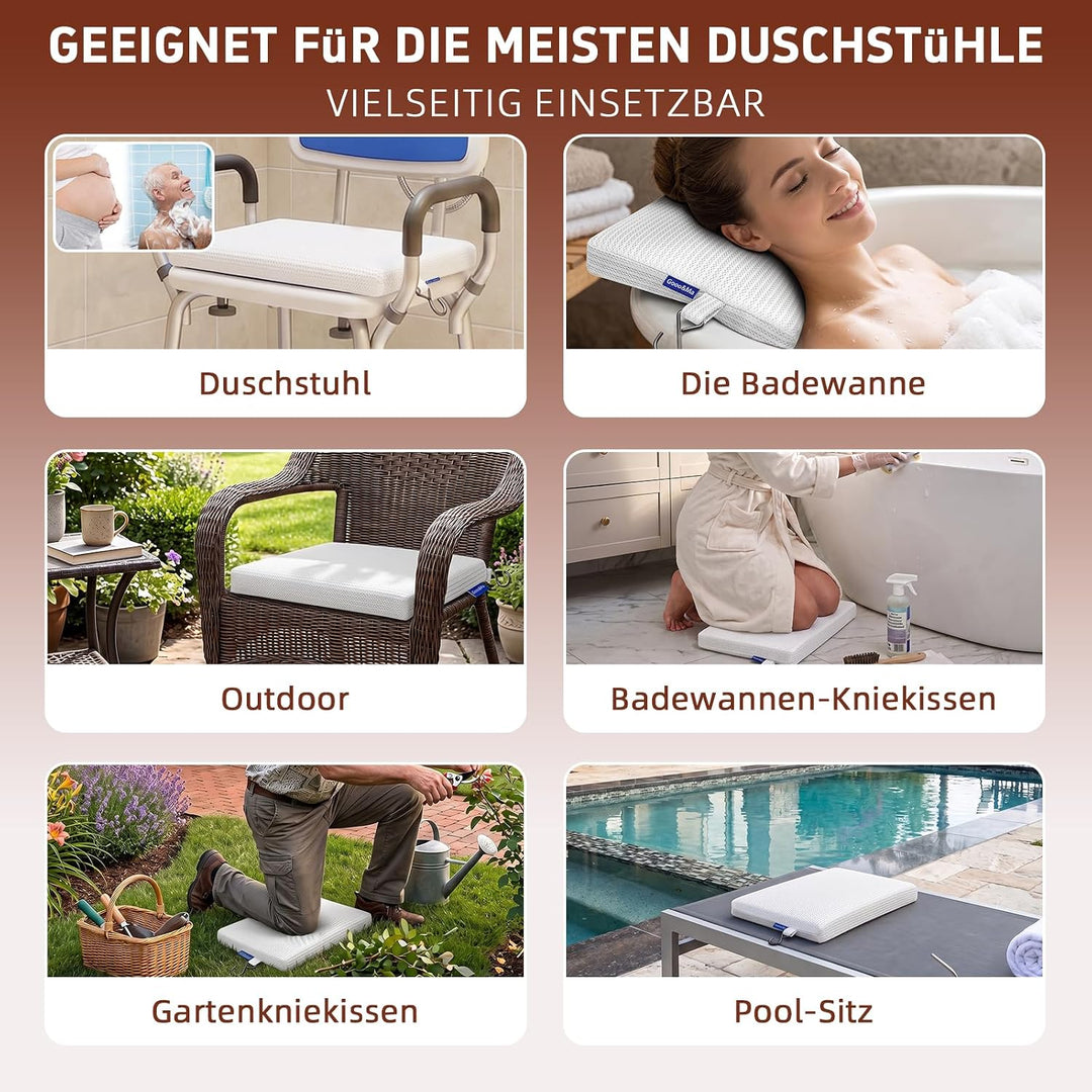 Duschsitzkissen rutschfest wasserdurchlässig Weiss, Weiss