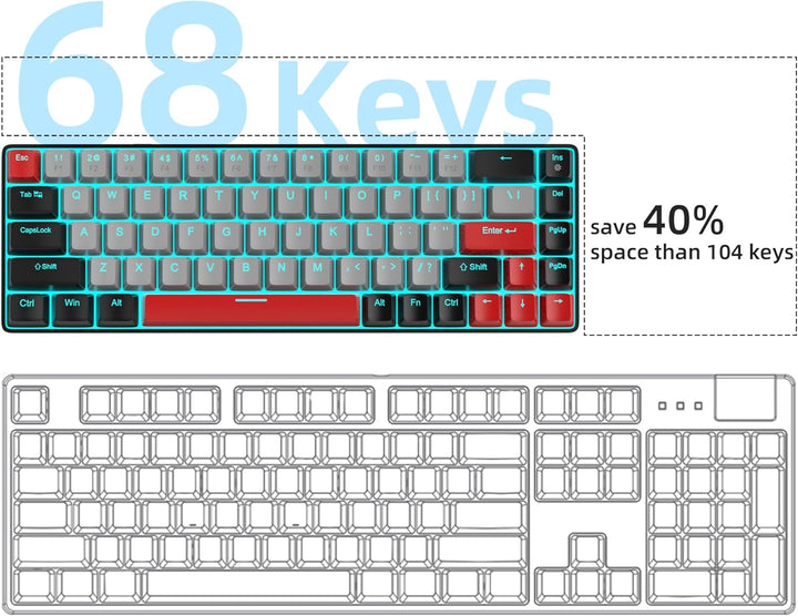 MageGee MK-Box Tragbare 60 % mechanische Gaming-Tastatur, blaue LED-Hintergrundbeleuchtung, kompakte
