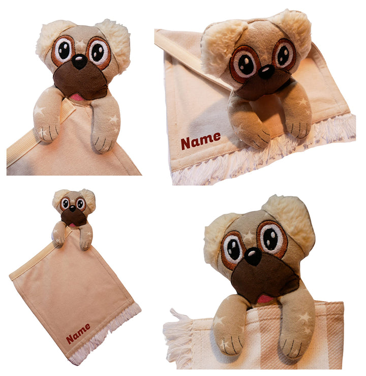 Handmade Mops Hunde Spielzeug Hundespielzeug Schmusetuch Kuscheltuch Decke mit Name Bestickt persona
