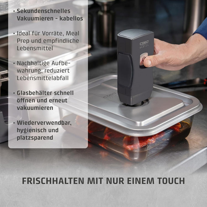 CASO Vacu OneTouch Pro Set - kabelloser Handvakuumierer mit umfangreichem Zubehör, Vakuumiergerät mi
