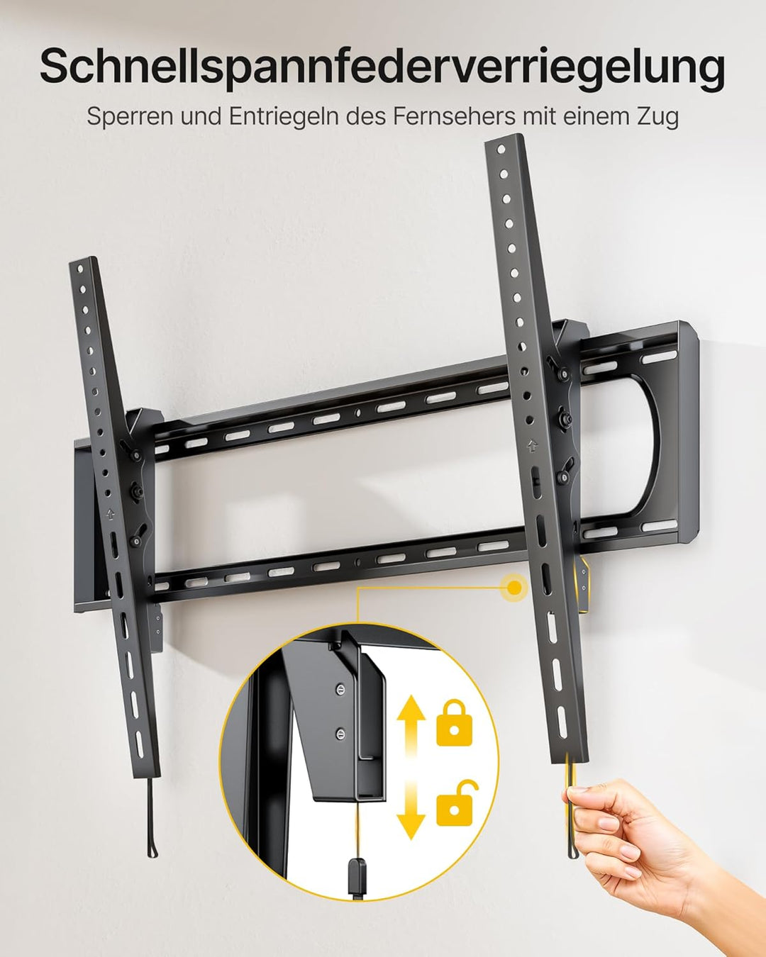 monTEK TV Wandhalterung Neigbar für 60-120 Zoll Fernseher bis zu 136 kg, Universal TV Halterung VESA