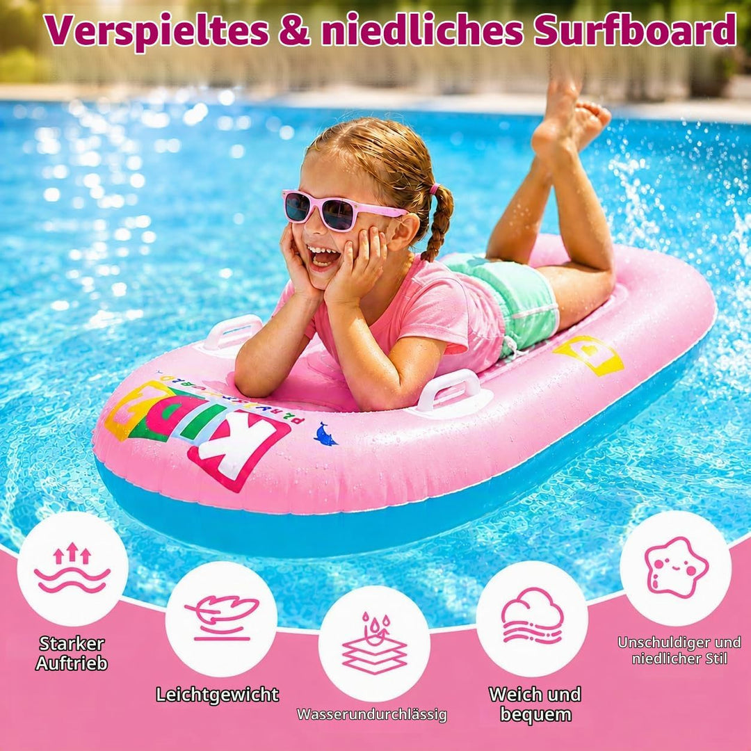 Schwimmbrett Bodyboard Aufblasbar, Surfbrett Bodyboard mit Griffen, Schwimmhilfe Aufblasbar Kinder,