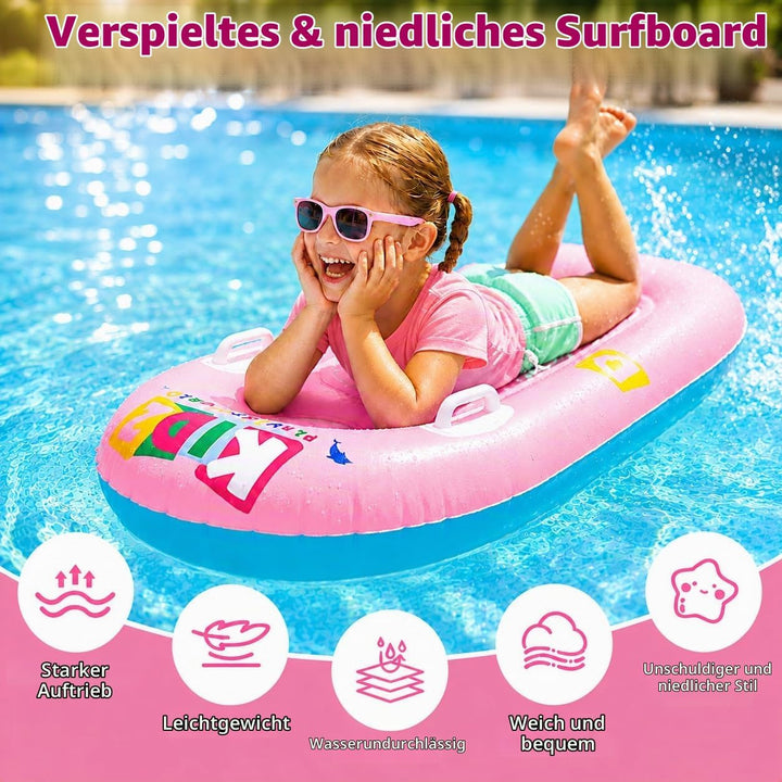 Schwimmbrett Bodyboard Aufblasbar, Surfbrett Bodyboard mit Griffen, Schwimmhilfe Aufblasbar Kinder,