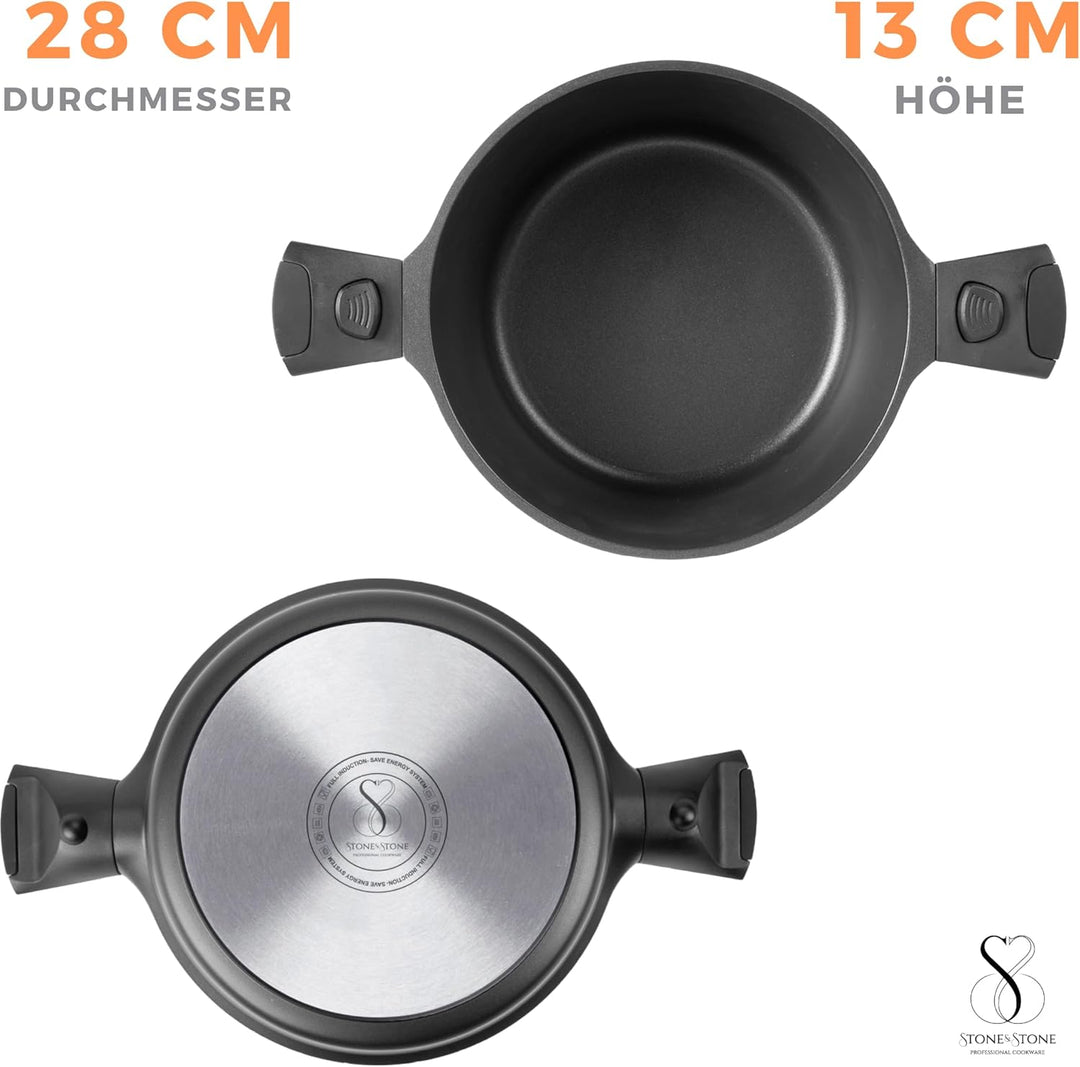 Kochtopf Induktion 28 cm, spülmaschinengeeignet, einfache reinigung, entwickelt mit deutscher techno