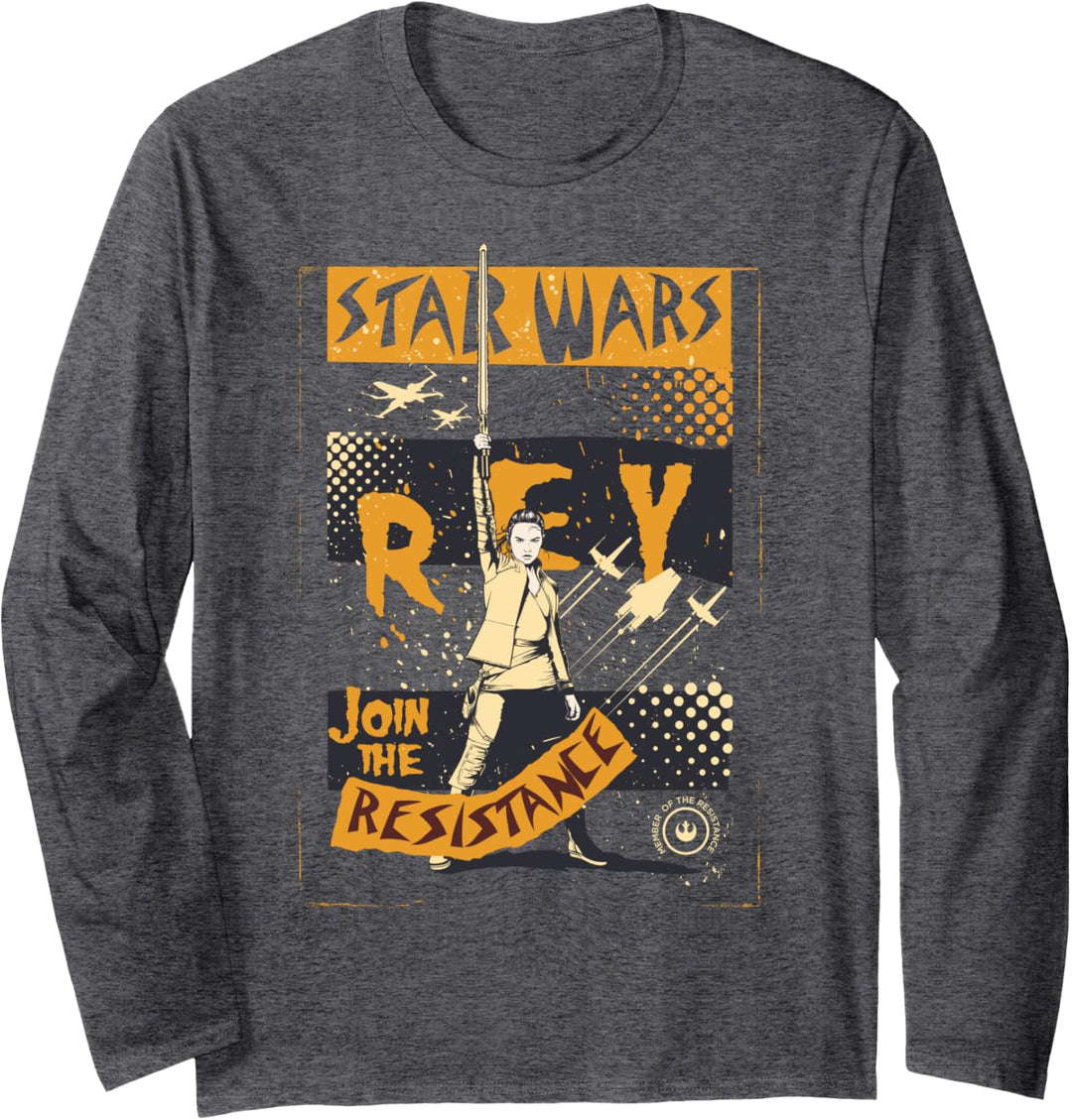 Star Wars Last Jedi Rey Orange Propaganda Langarmshirt