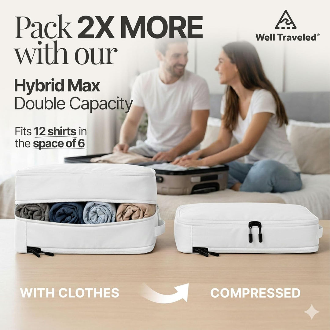 Deluxe Kompressions-Verpackungswürfel für Reisen, Platz maximieren im Gepäck, patentiertes HybridMax
