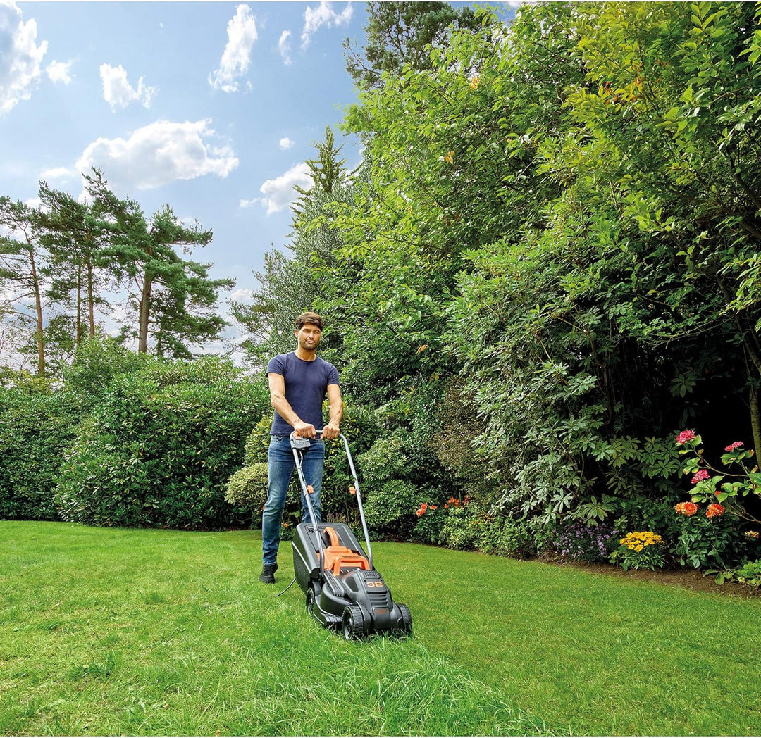 Black+Decker Elektro-Rasenmäher /-trimmer-Kit (1.000 W, 32cm Schnittbreite, 3-fach axial Schnitthöhe