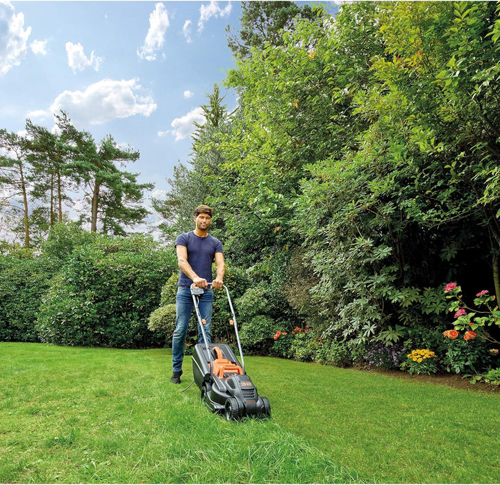 Black+Decker Elektro-Rasenmäher /-trimmer-Kit (1.000 W, 32cm Schnittbreite, 3-fach axial Schnitthöhe