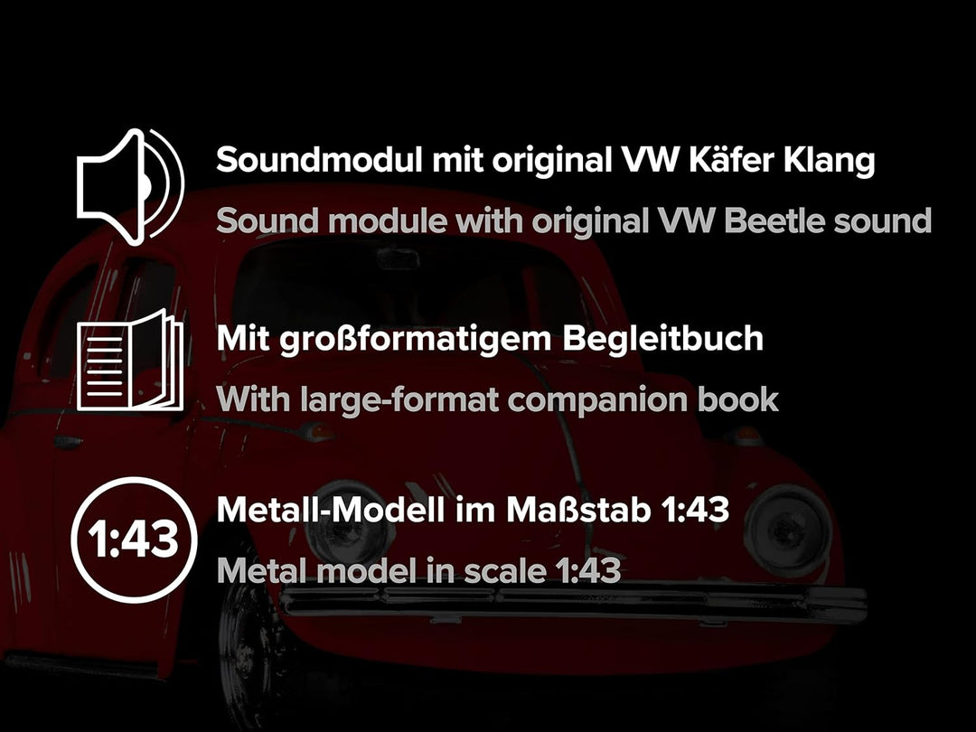 FRANZIS 55255 - VW Käfer Adventskalender rot, Metall Modellbausatz im Massstab 1:43, inkl. Soundmodu