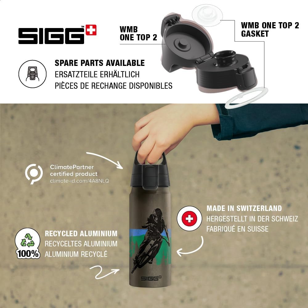 SIGG - Alu Trinkflasche Kinder - WMB ONE - Made in Switzerland - Für Kohlensäurehaltige Getränke Gee