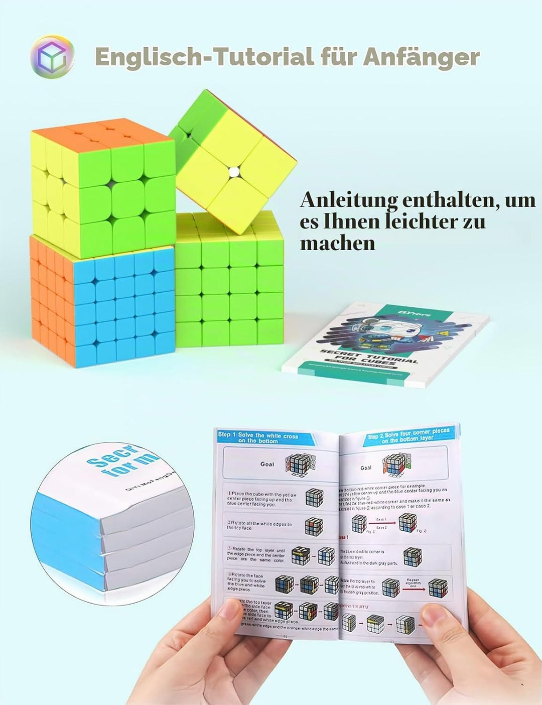 ROXENDA Zauberwürfel Set, Speed Cube Set mit 2x2 3x3 4x4 5x5 Zauberwürfel mit Geschenkbox, Geheimes