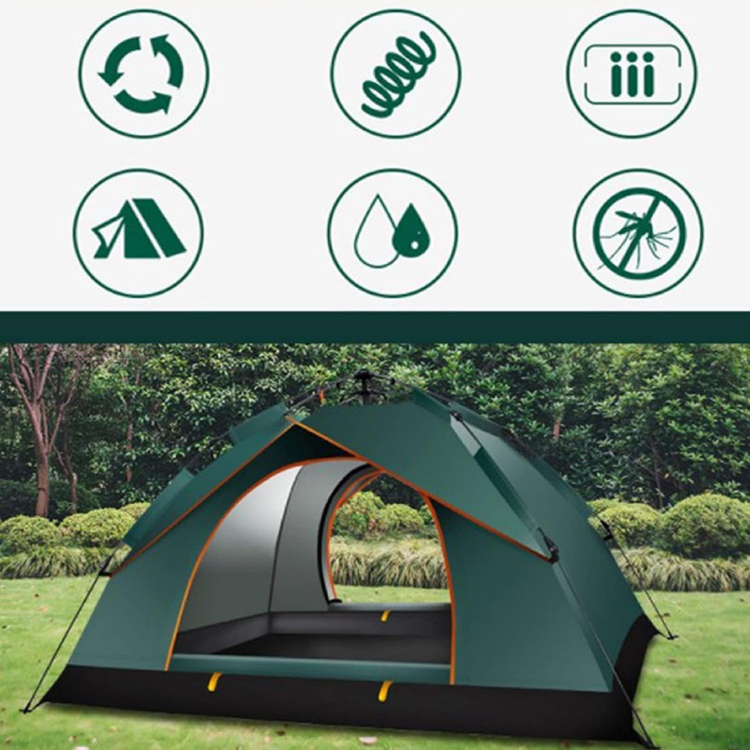Camping Zelt 2-3 Mann Pop Up Zelte 4 Jahreszeiten Wasserdicht &amp; Winddicht Grün, Grün