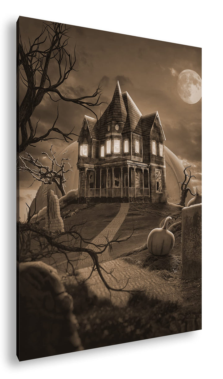 deyoli Helloween Villa Format: 80x60 Effekt: Sepia als Leinwandbild, Motiv fertig gerahmt auf Echtho