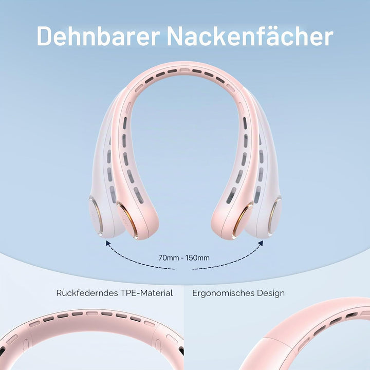 ITSHINY Hals ventilator, Tragbarer Ventilator Hals, leiser Mini USB Ventilator Klein Camping 4000mAh