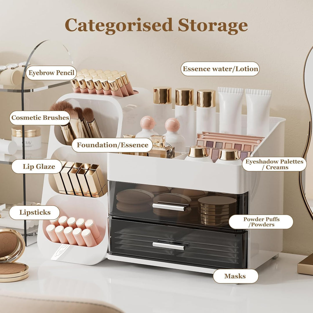 Make Up Organizer, Multifunktion Schminktisch Organizer, 3-in-1 Kosmetik Organizer, Schmink und Skin