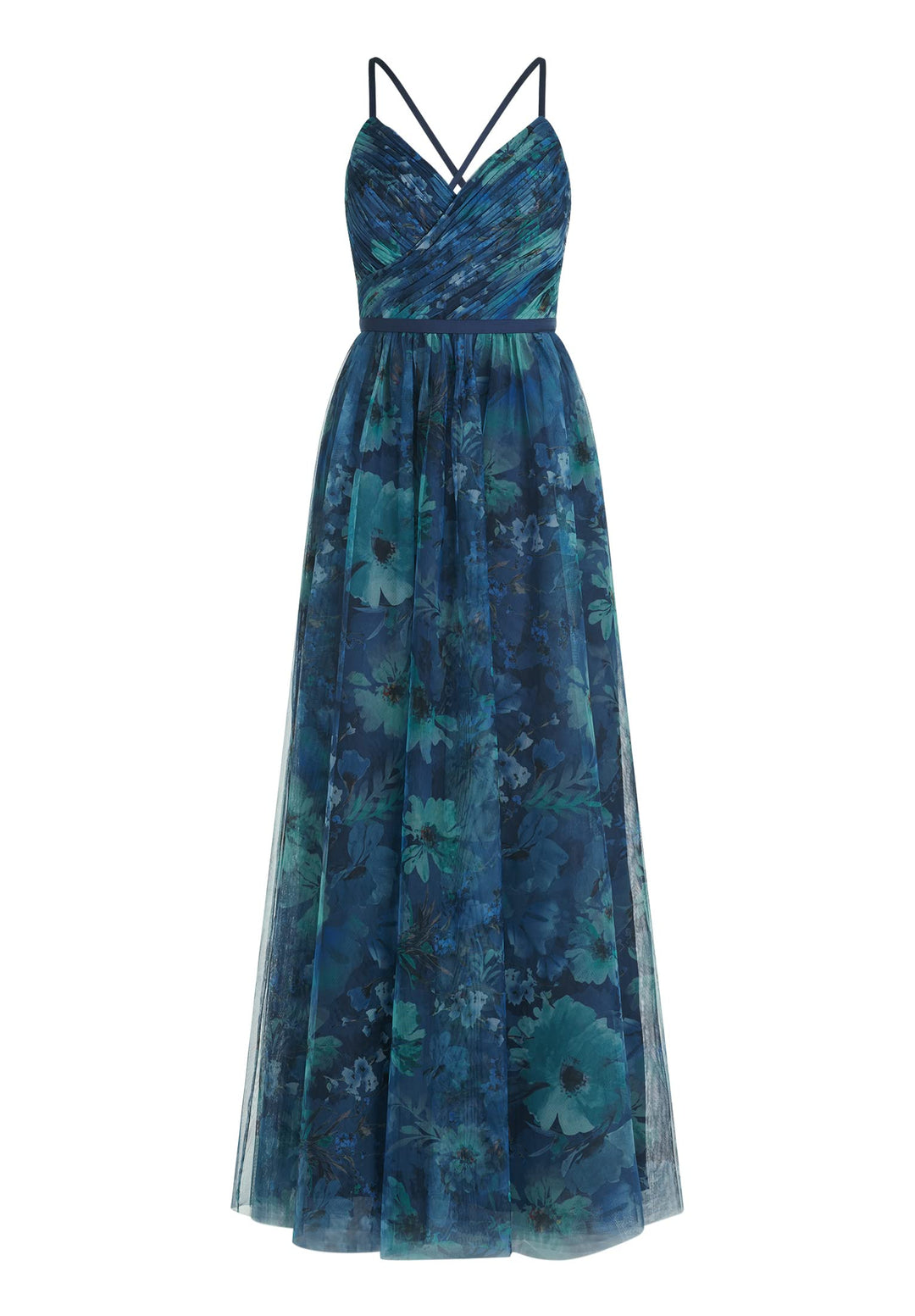 Vera Mont Damen Abendkleid mit Blumenprint 34 Blau, 34 Blau