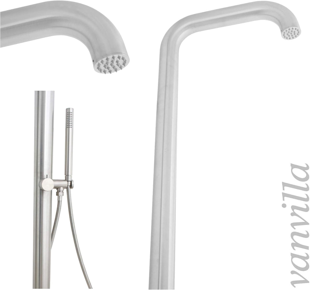 vanvilla Pooldusche Edelstahl PALO mit Handbrause Gartendusche Aussendusche Wandmontage Kaltwasser,