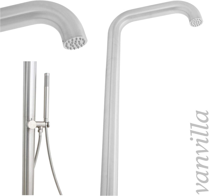 vanvilla Pooldusche Edelstahl PALO mit Handbrause Gartendusche Aussendusche Wandmontage Kaltwasser,