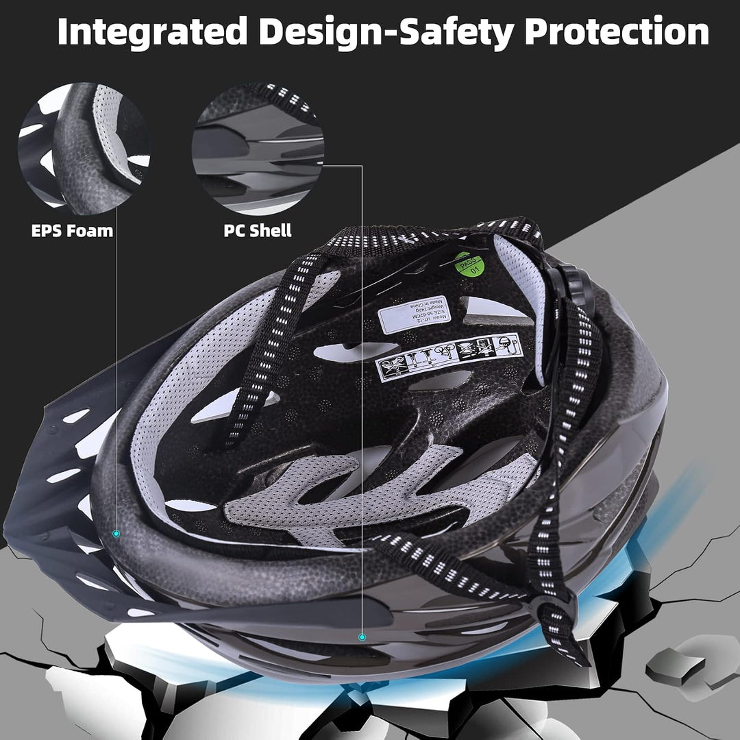 Shinmax Fahrradhelm,Fahrradhelm Herren Damen mit Visier Abnehmbarer EPS Körper+PC Schale MTB Mountai