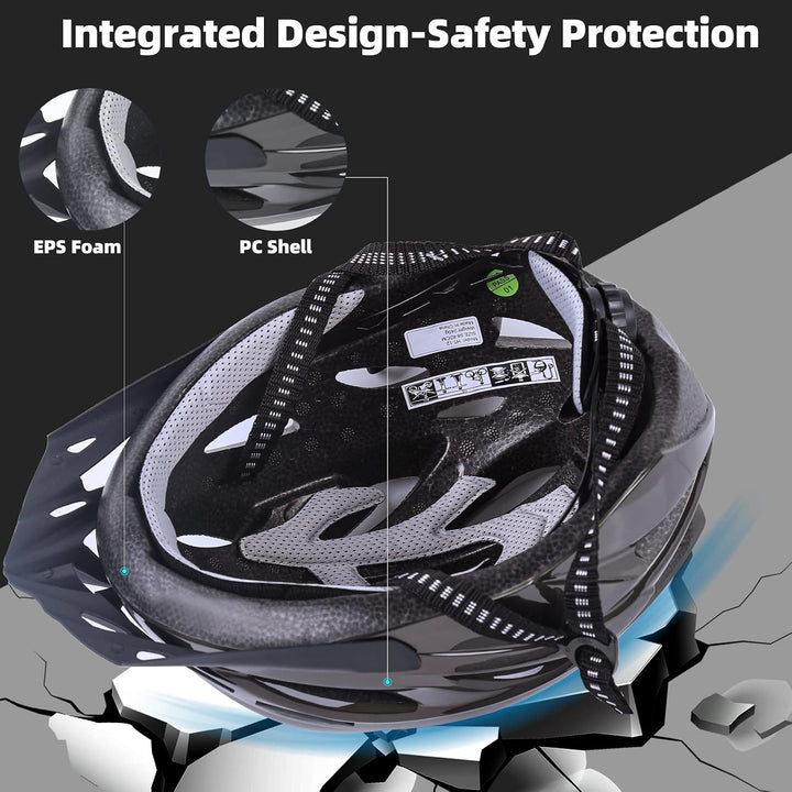 Shinmax Fahrradhelm,Fahrradhelm Herren Damen mit Visier Abnehmbarer EPS Körper+PC Schale MTB Mountai