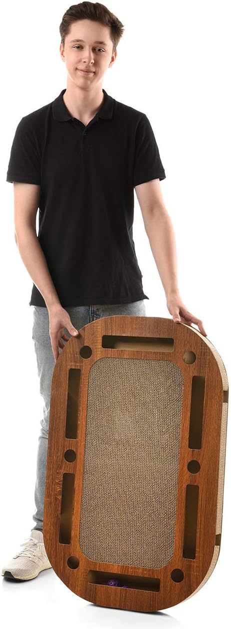 CanadianCat Company | XXL Katzenspielplatz 85 x 54 x 5,8 cm mit integrierter Kratzpappe, interaktive