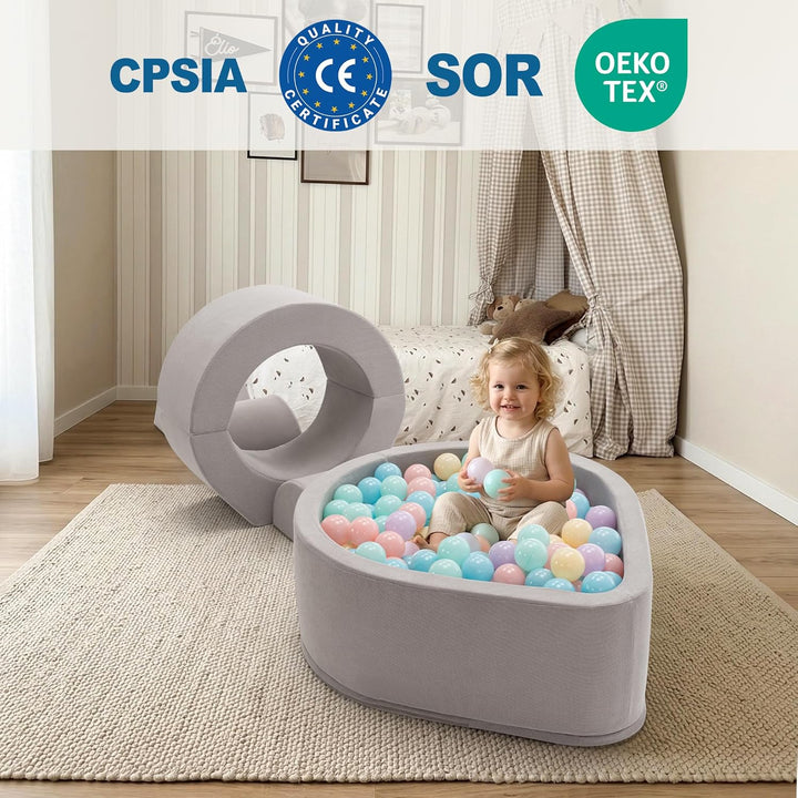 Zedachica 7PCS Schaumstoff Bausteine für Kinder,Softbausteine Baby mit Bällebad für Indoor Klettern,