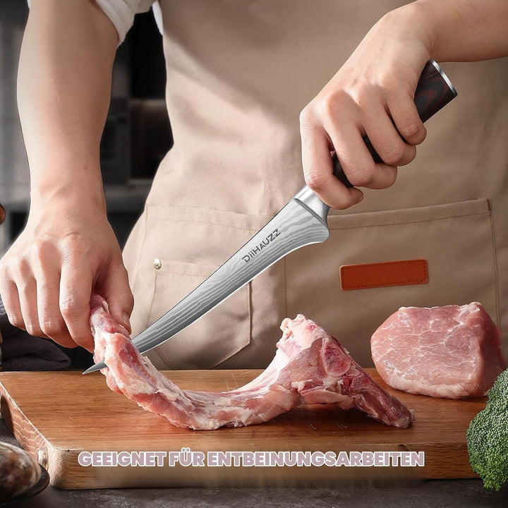 Filetiermesser 18 cm Küchenmesser, Ultrascharfes Ausbeinmesser Fischmesser, Professionelles Fischfil