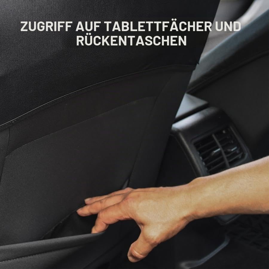 167004 1 Set Autositzbezüge + Geteilte Sitzbank, Schwarz TEILBAR, TEILBAR