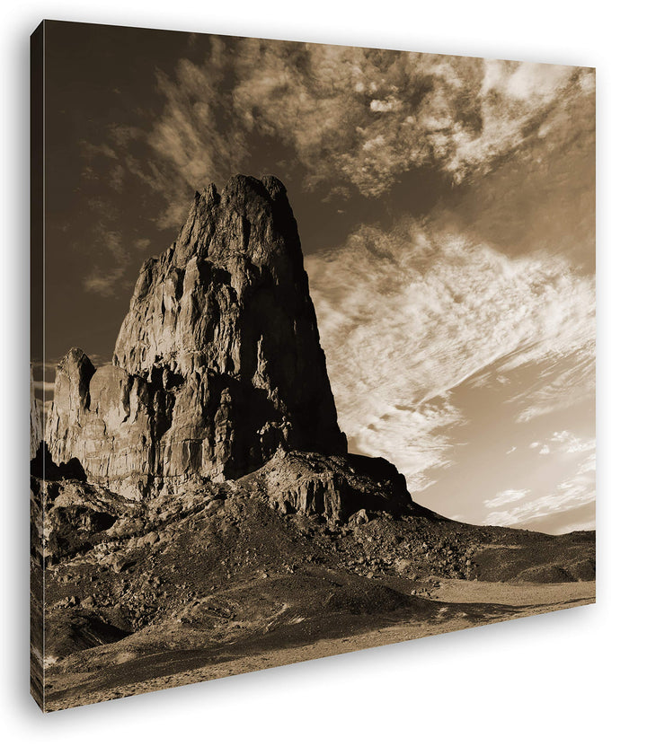 Felsen in den Bergen Arizonas Format: 70x70 Effekt: Sepia als Leinwandbild, Motiv fertig gerahmt auf