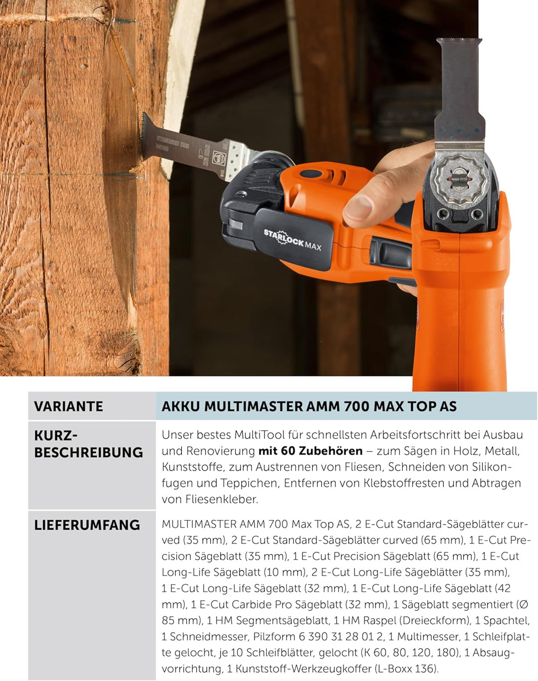 Fein Akku Multimaster AMM 700 MAX TOP AS (18 V, ohne Akku, AMPShare, StarlockMax, Multitool inkl. Zu