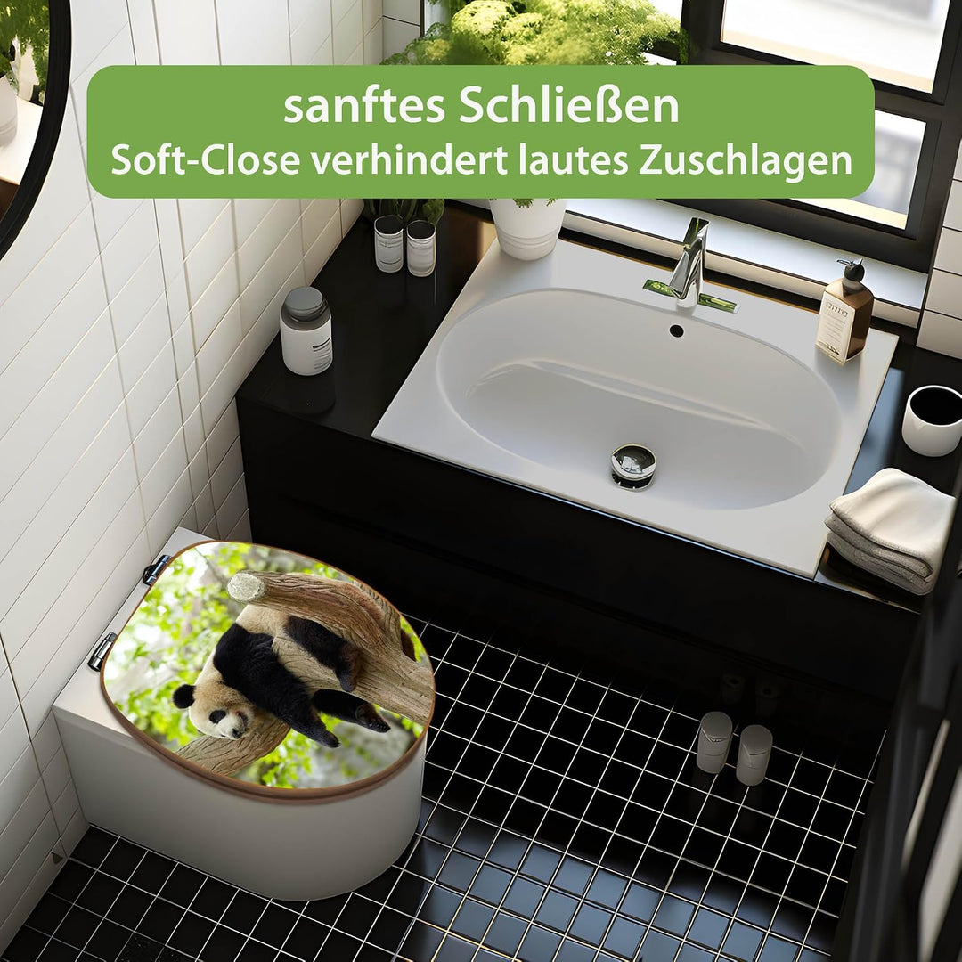 banjado Design WC Sitz Bambus Absenkautomatik 45,8x37,5cm - Toilettendeckel mit Absenkautomatik Holz