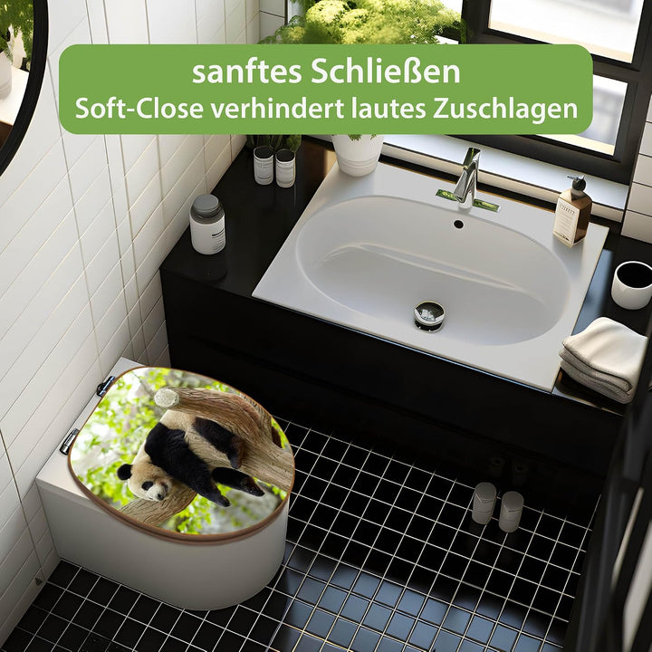 banjado Design WC Sitz Bambus Absenkautomatik 45,8x37,5cm - Toilettendeckel mit Absenkautomatik Holz