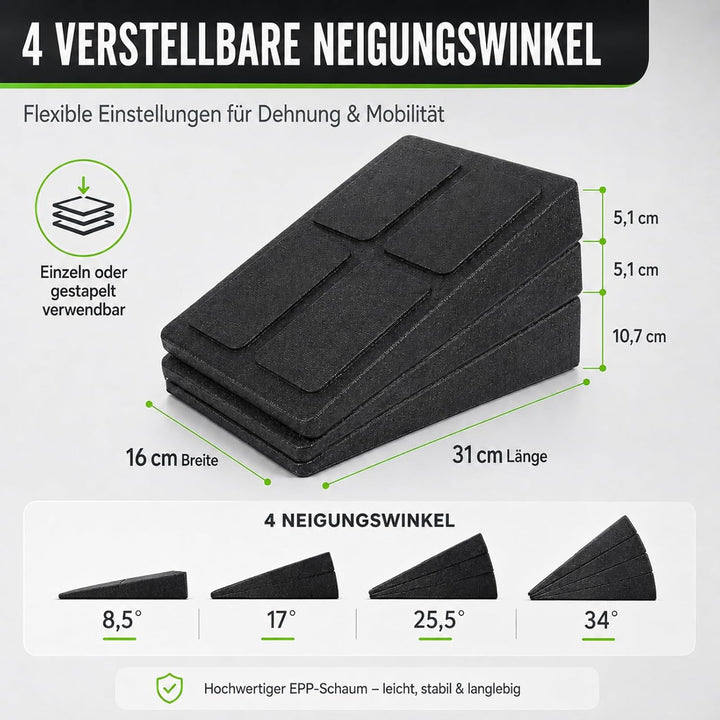 Wadendehner 3er Set, Wadentrainer, Kniekeil, Wadendehner Keil, Mobilisationskeil für Wadenstrecker,