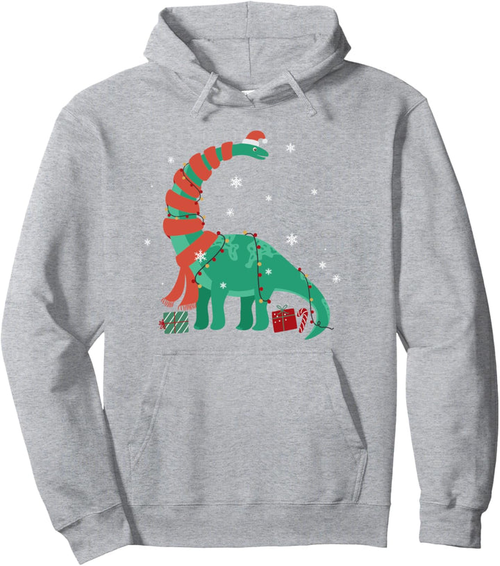 Lustiger Weihnachts-Dinosaurier-Weihnachtsmann, Brontosaurus Pullover Hoodie