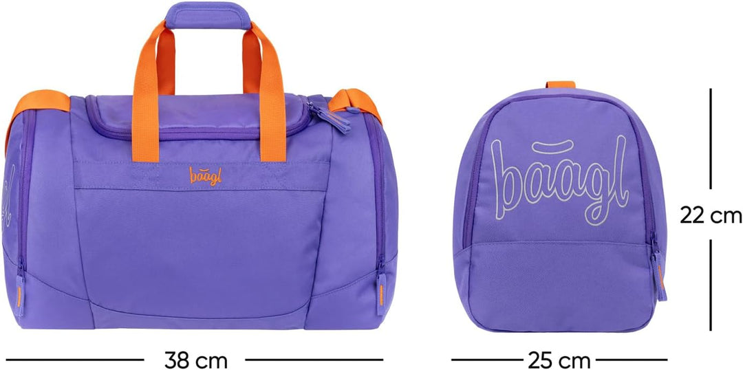 Baagl Sporttasche Mädchen Reisetasche mit Schuhfach Kinder 25 l - Orange | Schwimmtasche für Teenage